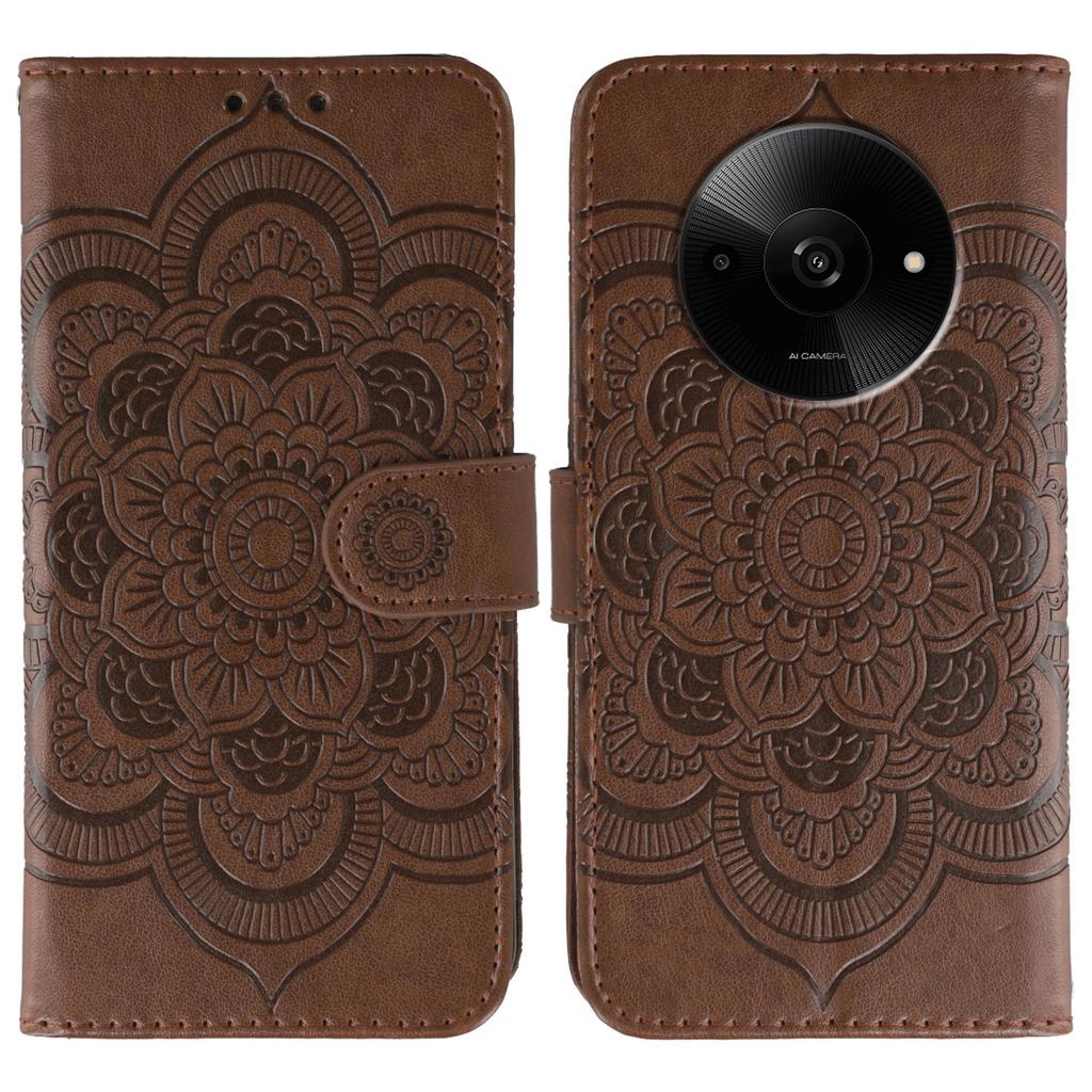 Для Xiaomi Poco C61 4G/Redmi A3 4G Чехол из ПУ кожи с тисненым дизайном мандалы Чехол-кошелек для телефона