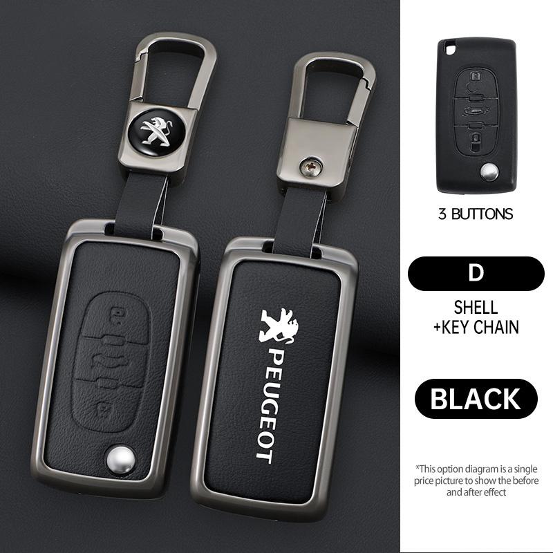 Zinc Alloy Car Key Case Cover Protection Shell For Peugeot 107 207 307 307S 308 407 607 807 3008 5008 Auto Key Bag Accessories