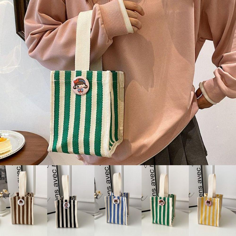 Striped Messenger Bag Cartoon Lunch Bag Fashion Hand Bags  Picnic