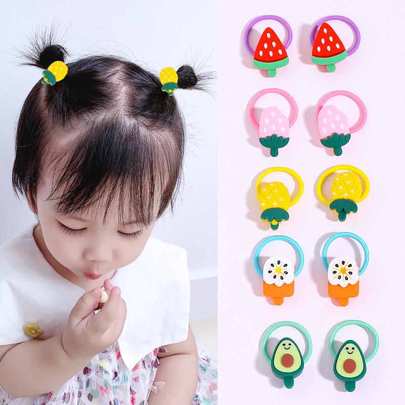 10PCS/Set 2CM Mini Cartoon Baby Girls Hair Ties Children HairBands Ponytail Elastic Rubber Band Newborn Hair Accessories