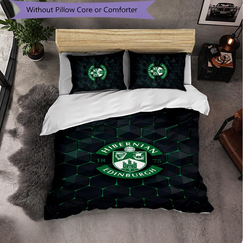 Hibernian FC Themed Bedding 3Pcs Duvet Cover Set Decorative Bed Linen For Teen Room Home Decoration