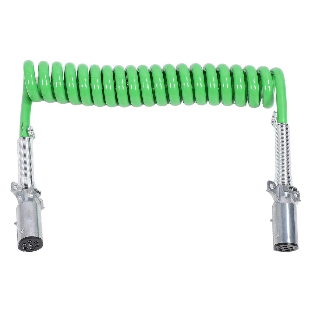 7-контактный спиральный шнур для прицепа 15 футов Улучшенные характеристики Сверхмощный электрический спиральный кабель для полуприцепа, тягача