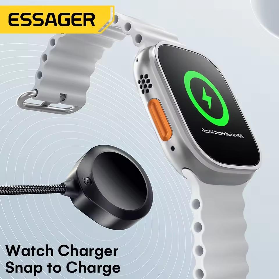 Essager 3 в 1 100 Вт многофункциональный кабель USB C для зарядки Apple iWatch iPhone 16/15/14/13 Pro с кабелем быстрой зарядки Lightning Type C