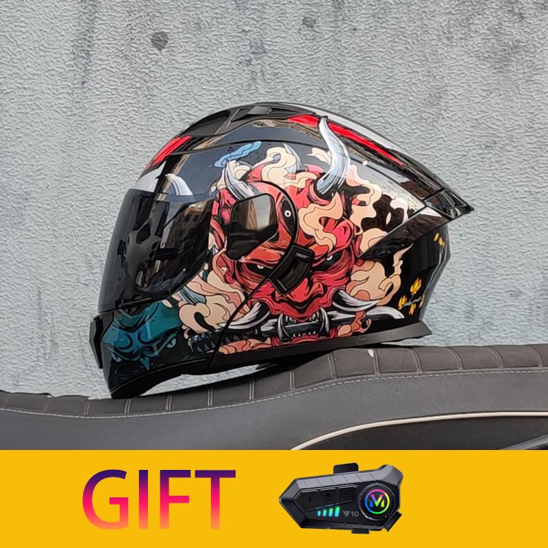 ORZ Мотоциклетный шлем Модульный шлем-флип с двойным визором Полнолицевой шлем Поставляется с Bluetooth-наушниками Модель 103