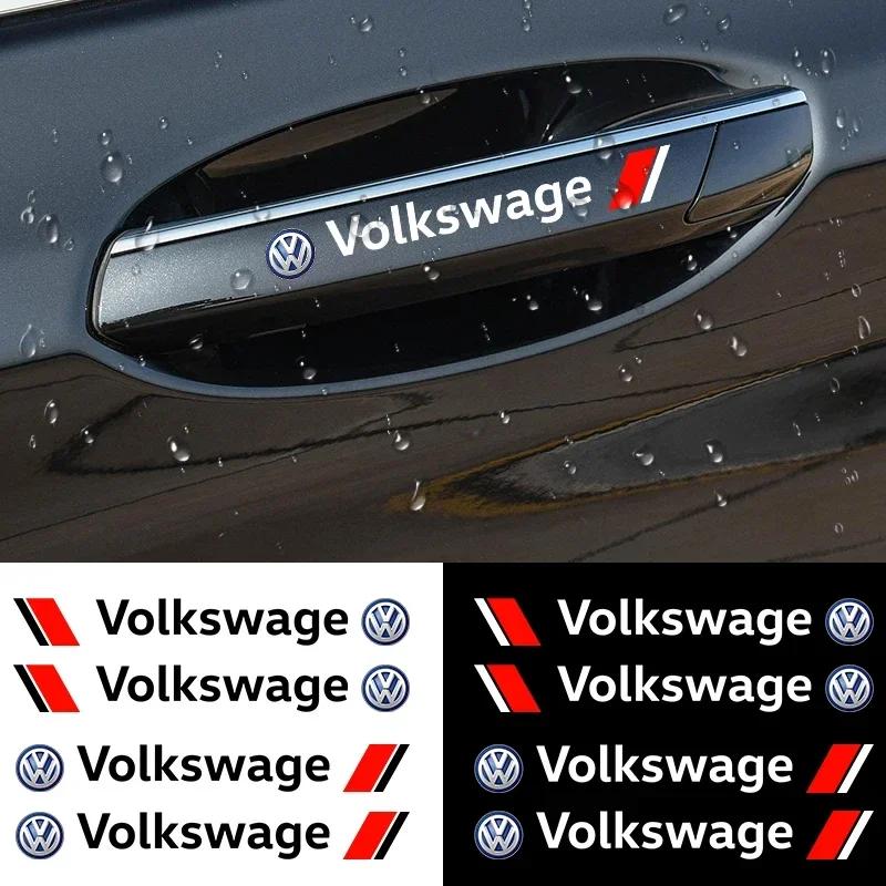 B5 VW For Volkswagen 4PCS Car Styling Door Handle Decoration Stickers Decals For Volkswagen VW Golf Polo Tiguan Passat Touareg M RFI