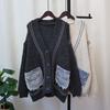 Вязаный кардиган с джинсовым карманом, осень-зима, новый свободный ленивый стиль, темпераментная куртка-свитер женская