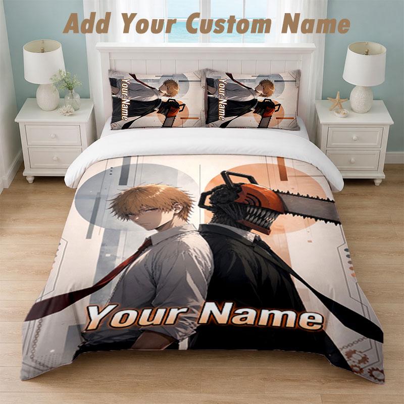 Bedding Set 1 Duvet Cover 2 Pillowcases Chainsaw Man Print Soft Bed Linen Bedroom Decor