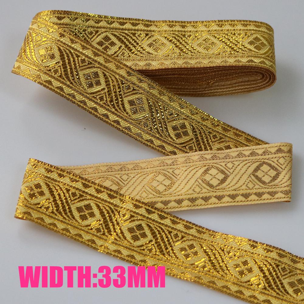 7 METER 25MM~40MM Gold Silver Vintage Ethnic Embroidery Lace Ribbon Boho  Trim DIY Clothes Bag Accessories Embroidered Fabric