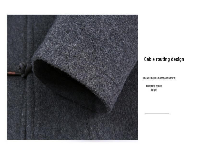 Мужской зимний ретро-пальто в китайском стиле Mancibo со стойкой и съемной пуговицей-лягушкой.