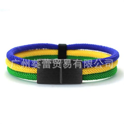 National Flag Bracelet Stainless Steel Black Buckle Germany France Spain Brazil Ukraine National Flag Bracelet Maker