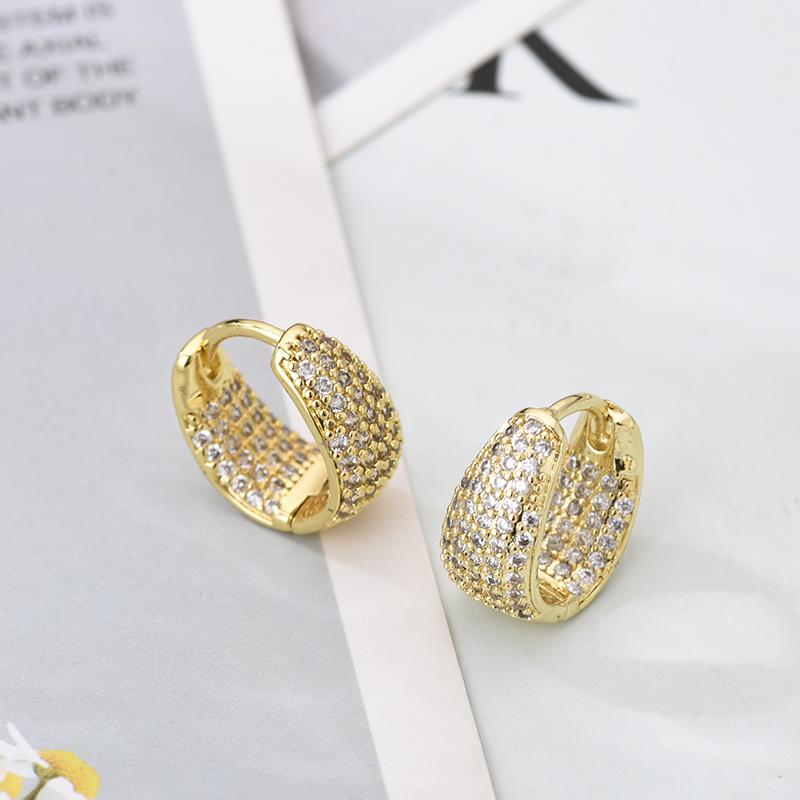 Fashion Zirconia U Shape Huggie Hoop Earrings For Women Geometric Ear Buckle Bridal Wedding Engagement Earrings Daily Jewelry