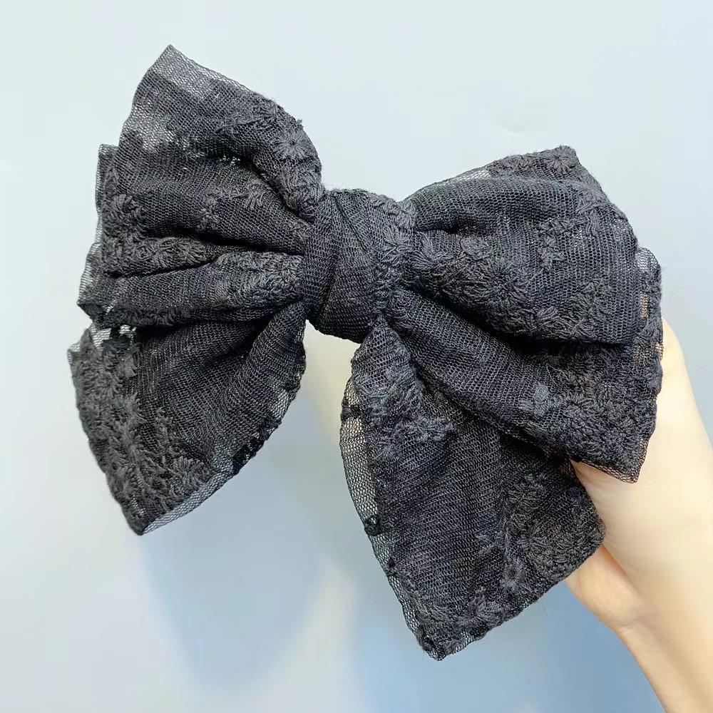 Lace Hair Clip Hairpins Black White Bow Knot Hair Barrettes Ribbon Women Vintage Flower Hair Ornament Fashion Hair Accessories