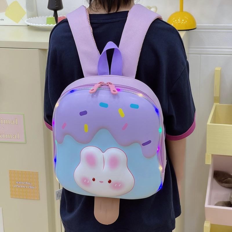 Cute Cartoon Rabbit Pattern Ice Cream Shaped Children Hard Backpack Shell