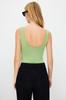 Women's Fashion New Body Green Square Collar Fitted Soft Touch Stretchy Knitted Body with Soft Snaps