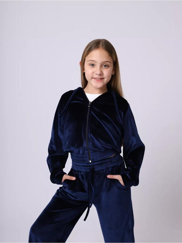 2026 Fall Winter Girls Velour Track Suit 2 Piece Set Casual Hoodie Sweatshirt Kids Warm Athletic Outfit