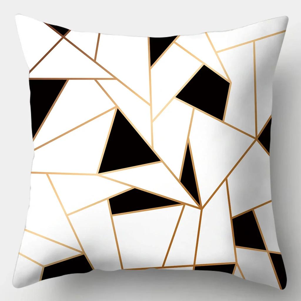 Black White Modern Style Cushion Cover 45x45cm Polyester Decorative Pillow Cover Living Room Bedroom Sofa Bed Pillow Case