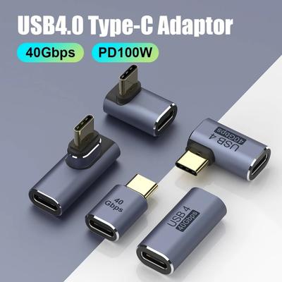 Адаптер Type-C OTG 240 Вт, быстрая зарядка, преобразователь данных USB4.0, поддержка 40 Гбит/с 8K 60 Гц, угловой адаптер USB C 90/180 градусов