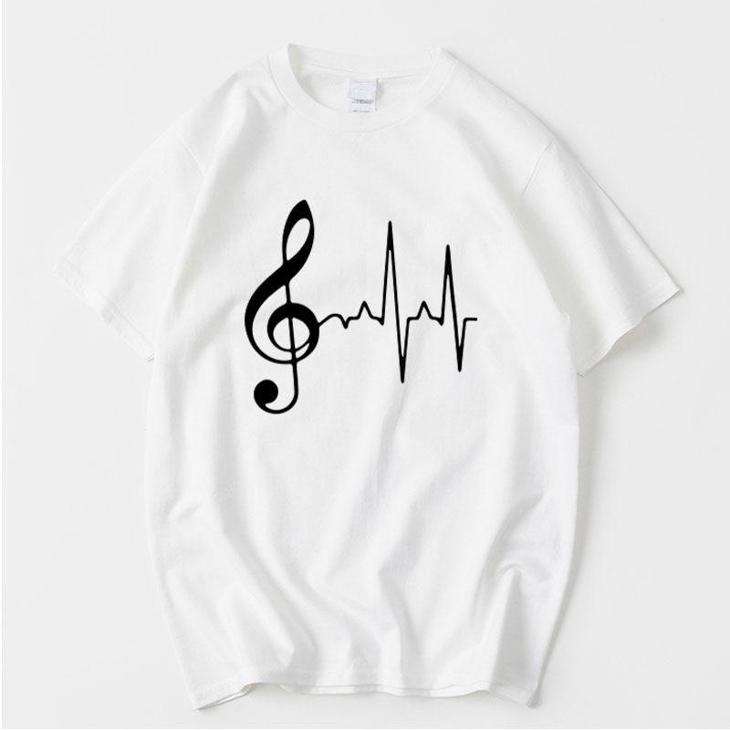 Fashionable Music Rhythm Pure Cotton Short Sleeve Tshirt Round Neck Casual Top For Men And Women