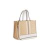 COACH Dempsey 30 Embossed Logo Stripe Classic Presbyopic Snaps Pebble Jacquard and Leather Shoulder Handbag Large Women's Gold and Light Khaki Chalk