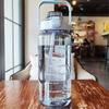 2L Sports Straw Water Bottle With Stickers Portable Large Capacity Fitness Bike Cup Summer Ice Cold Water Jug With Time Marker