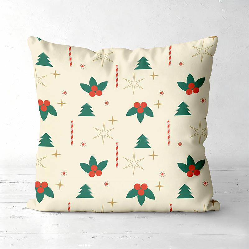 1 Pieces Christmas Pattern Throw Pillow With Tree Holly Star Polyester pillowcase, sofa decorative cushion cov Headboard Pillow