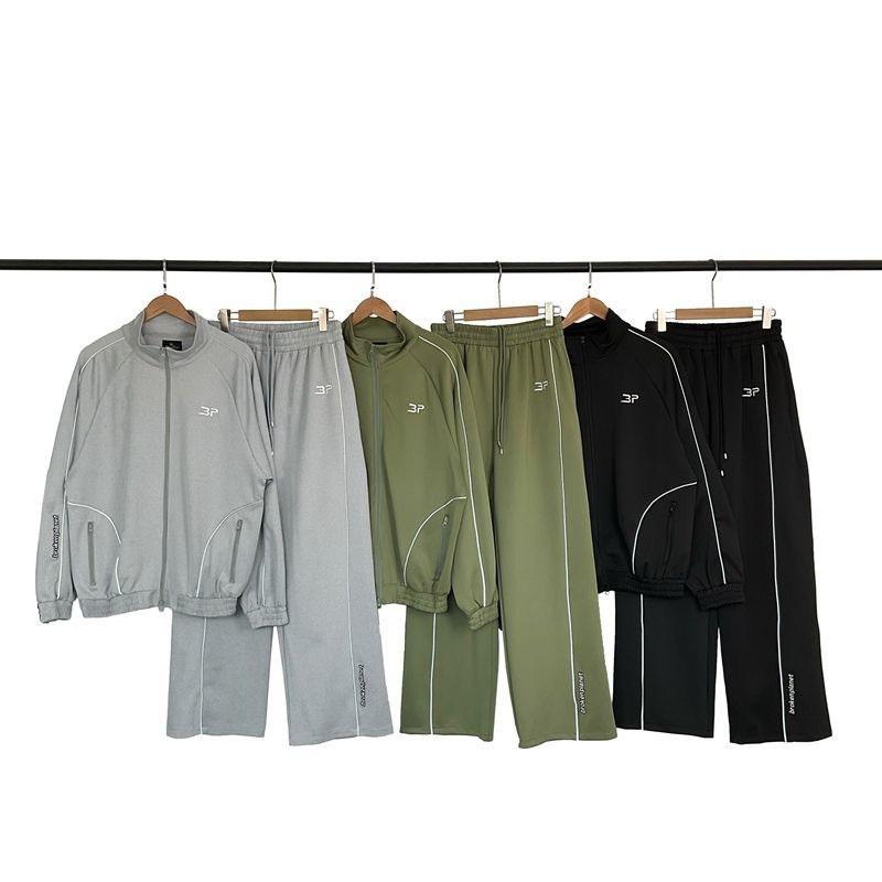 Broken Planet Streetwear Embroidered Letter Stand Collar Jacket Pants Set Unisex Casual Outfit Fall