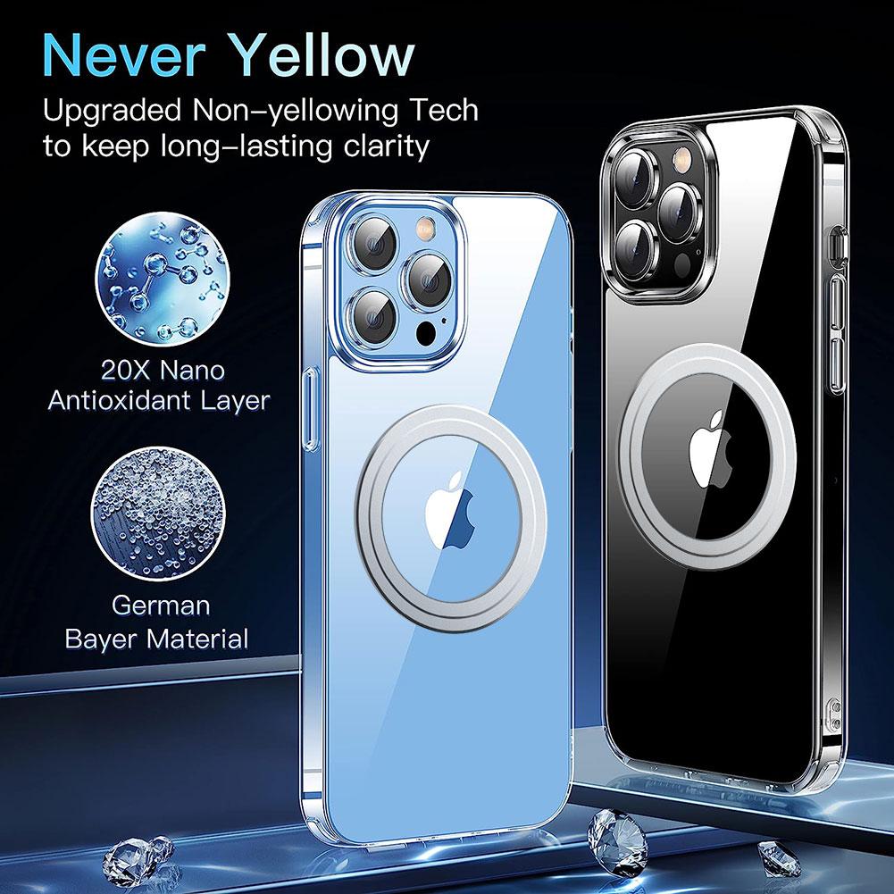 For iPhone 14 Pro Clear Phone Case TPU+PC Magnetic Cover Compatible with MagSafe