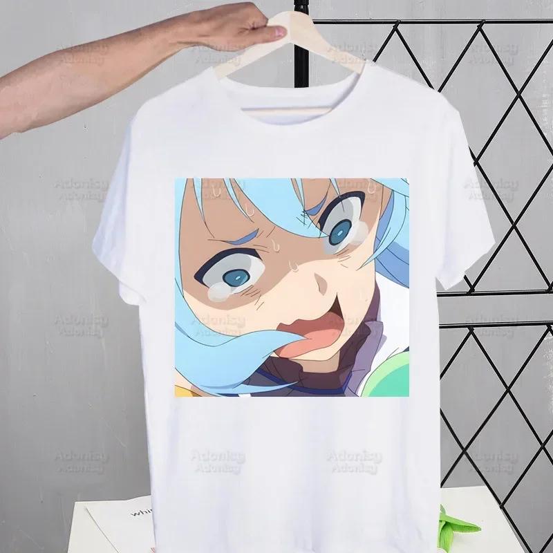 KonoSuba Мегумин Kono Subarashii Кадзума Футболки Мужская Футболка Харадзюку Мужская Одежда Летняя Уличная Одежда Повседневная Футболка С Коротким Рукавом Топы