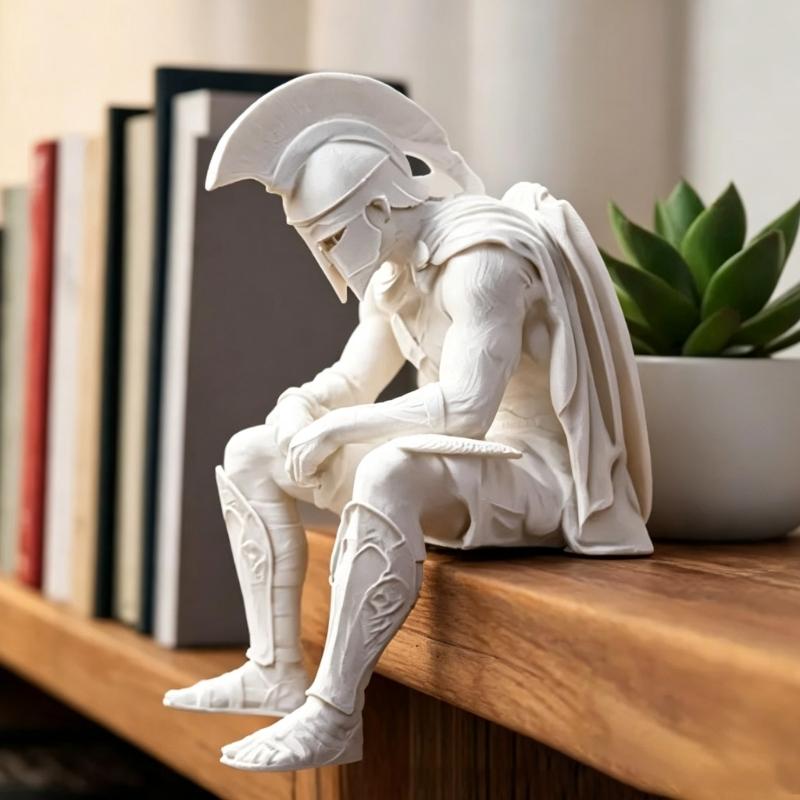 3D-печатные фигурки греческих воинов, Декоративные элементы, Сидящий акцент для полки с деталями доспехов, Коллекционный орнамент для стола или витрины