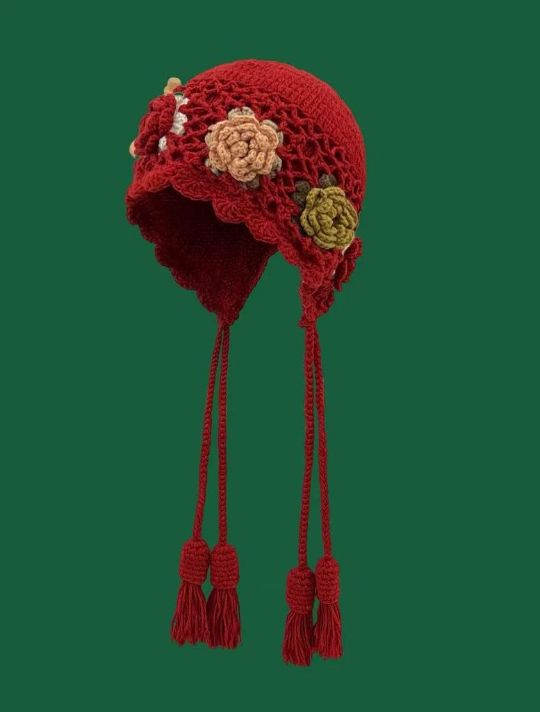 Этнический стиль Ретро Вязаная Шерстяная Шапка Бини с Кисточками