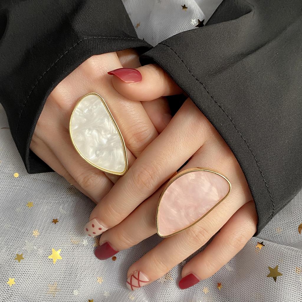 Fashion woman rings acetate plate The adjustable ring oval acrylic resin geometry rings Trendy Geometric Wedding bands rings