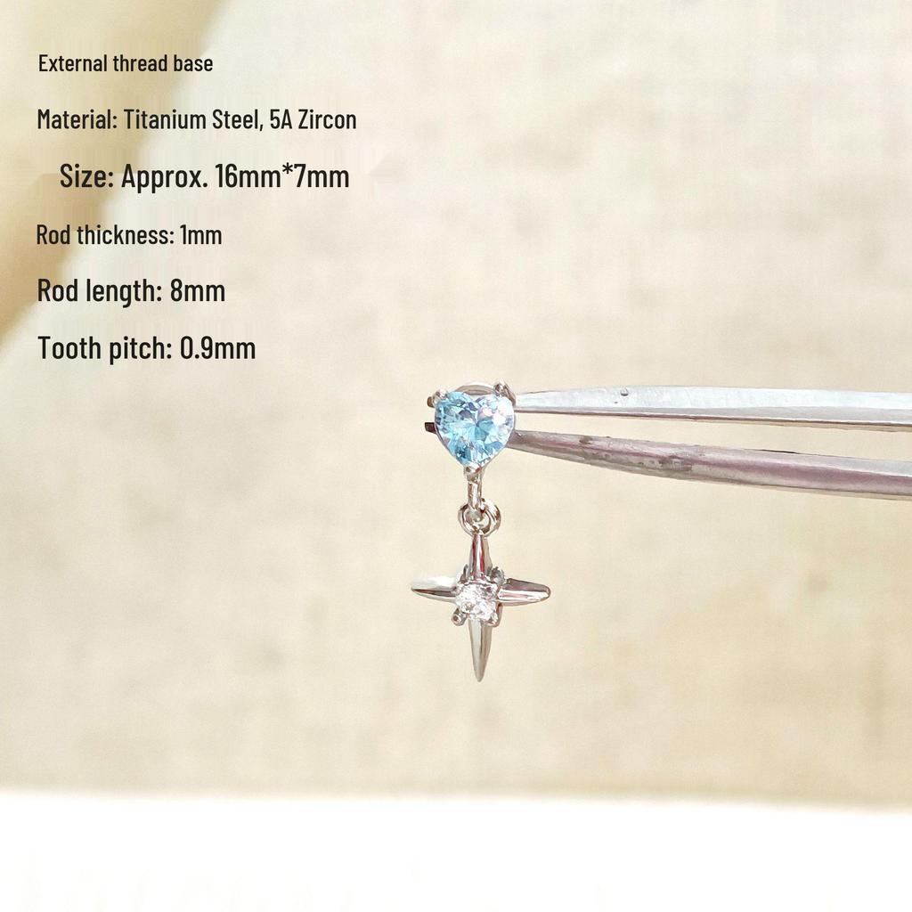 316L Titanium Steel Cartilage Earring with Blue Zircon