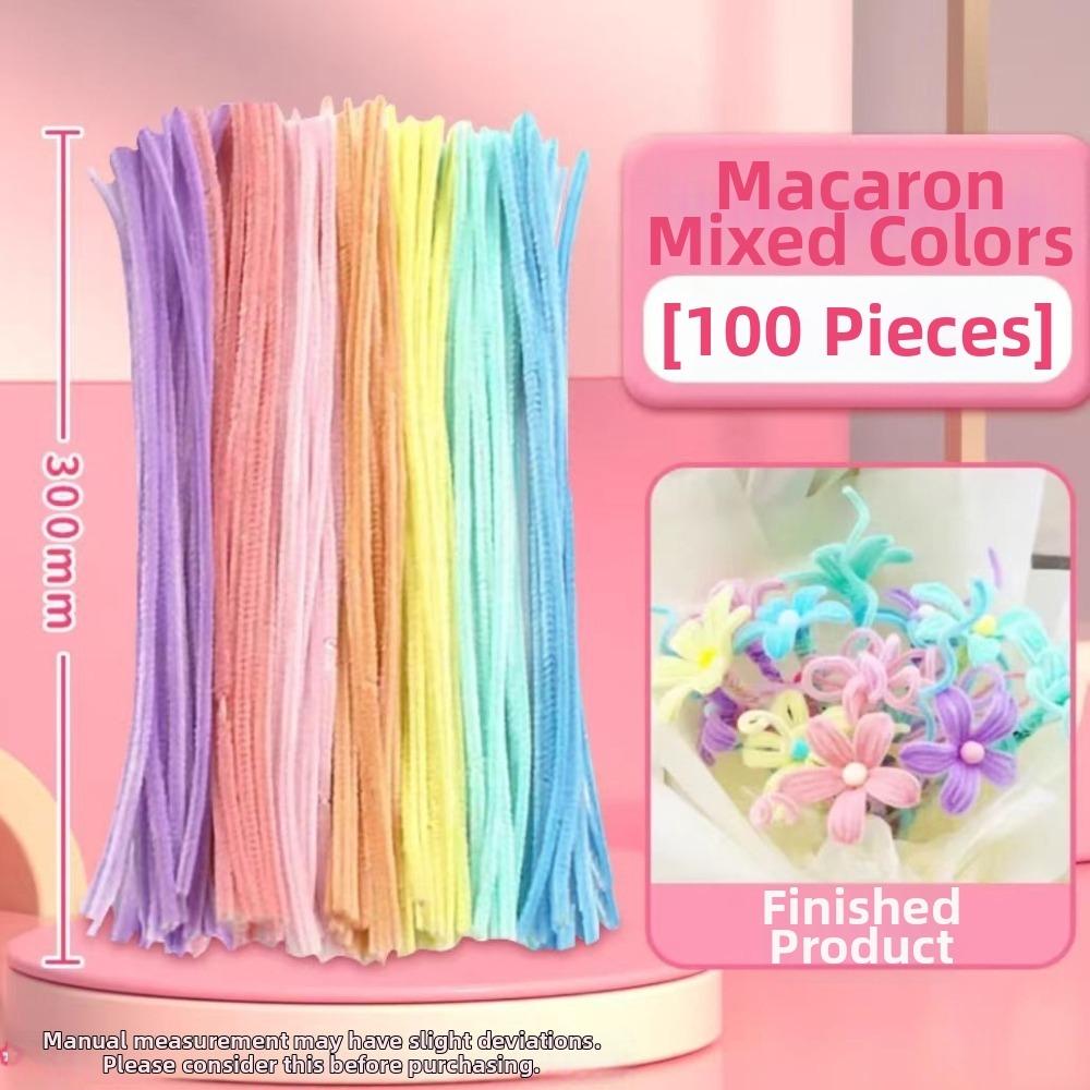 100/300/400Pcs Flexible Wire Pipe Cleaners Bendable Plush Sticks for Artificial Flower Making