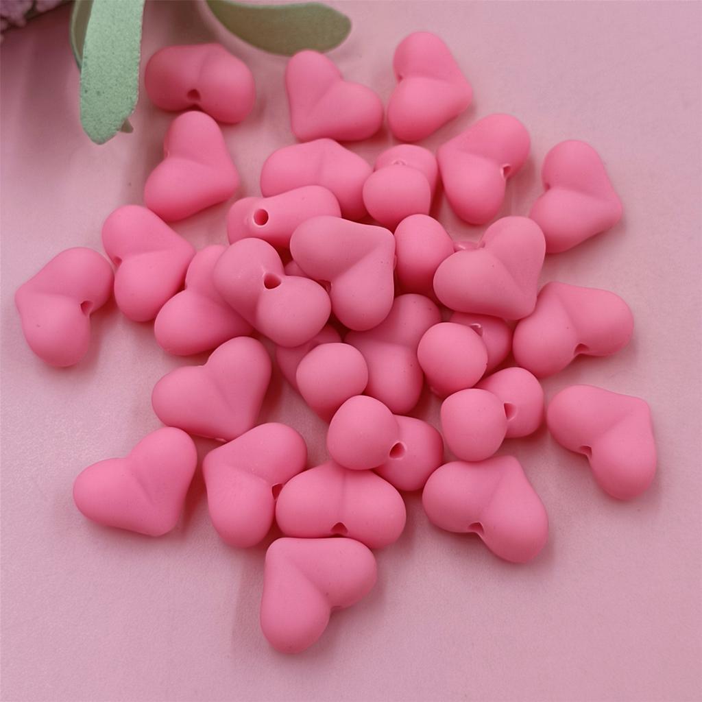 Creative Mobile Phone Chain 9 Color Making Materials Solid Color DIY Jewelry Accessories Creative Fashion Rubber 30Pcs 15x11mm Beads Heart