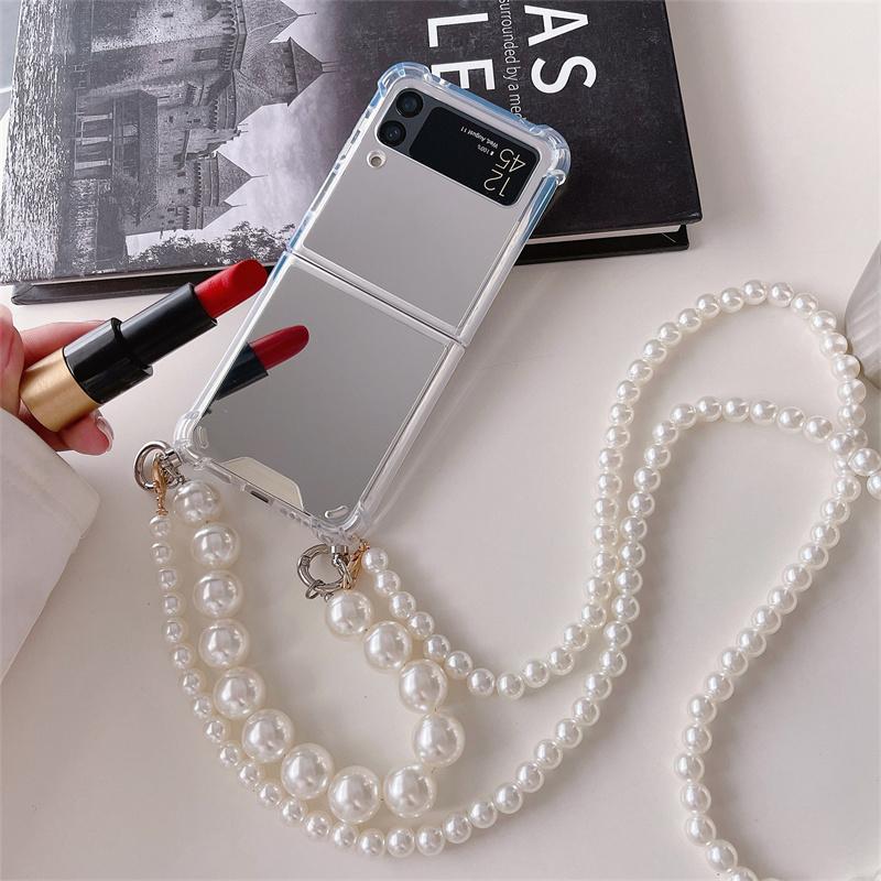 Роскошный браслет-браслет с цепочкой-зеркалом для макияжа, чехол для Samsung Galaxy Zflip 3 Z Flip 4 Flip4 Zflip 5g, противоударный чехол