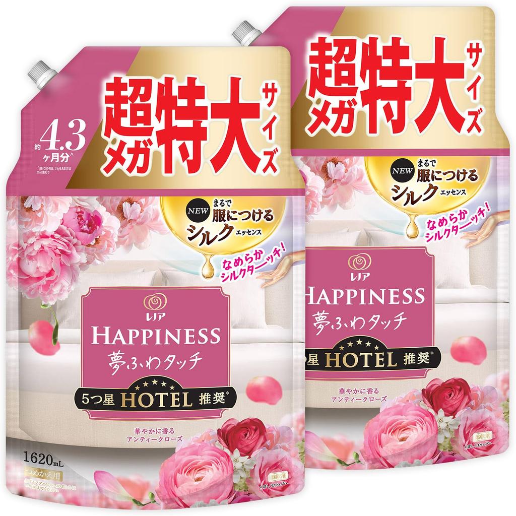 Bulk Purchase: Lenor Happiness Dream Fuwa Touch Fabric Softener, Antique Rose, Refill, 1,620mL x 2 Bags
