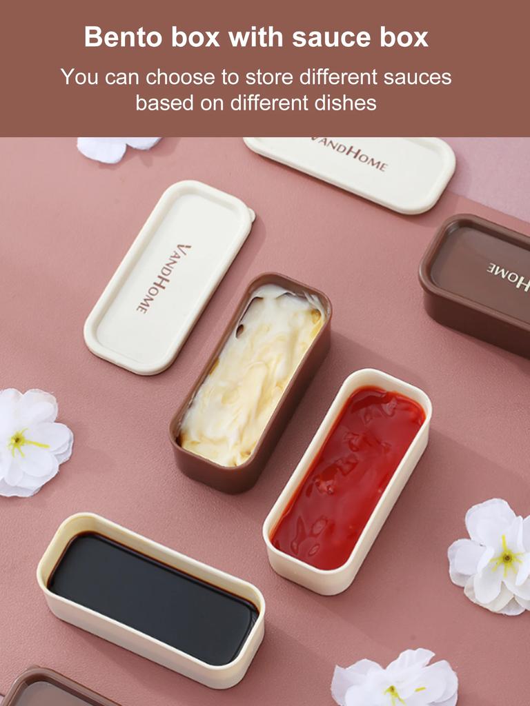 Квадратная коробка для бенто с термосумкой и соусницей, герметичная герметичная коробка для ланча, переносные контейнеры для фруктов и еды для детей в микроволновой печи