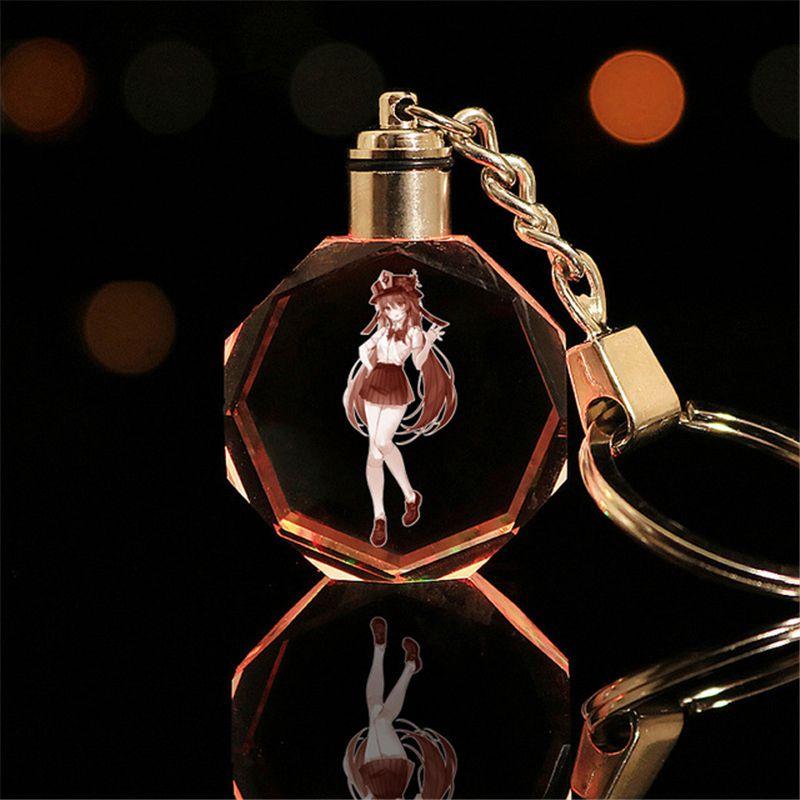 Элегантный кристальный брелок Genshin Impact с потрясающей светодиодной разноцветной подсветкой для всех случаев жизни