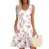 Womens Summer Dresses Easter Print  Loose U Neck Sleeveless Sundresses Dress With Pockets