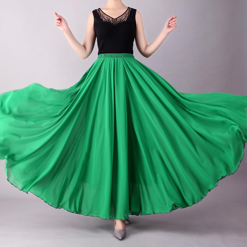 Dance Skirts Chiffon Long Skirts For Women Elegant Casual High Waist Boho Beach Maxi Skirts Wear On Both Sides