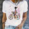Модная женская футболка с принтом велосипеда и бабочки, забавная повседневная футболка с круглым вырезом и короткими рукавами, летняя женская футболка