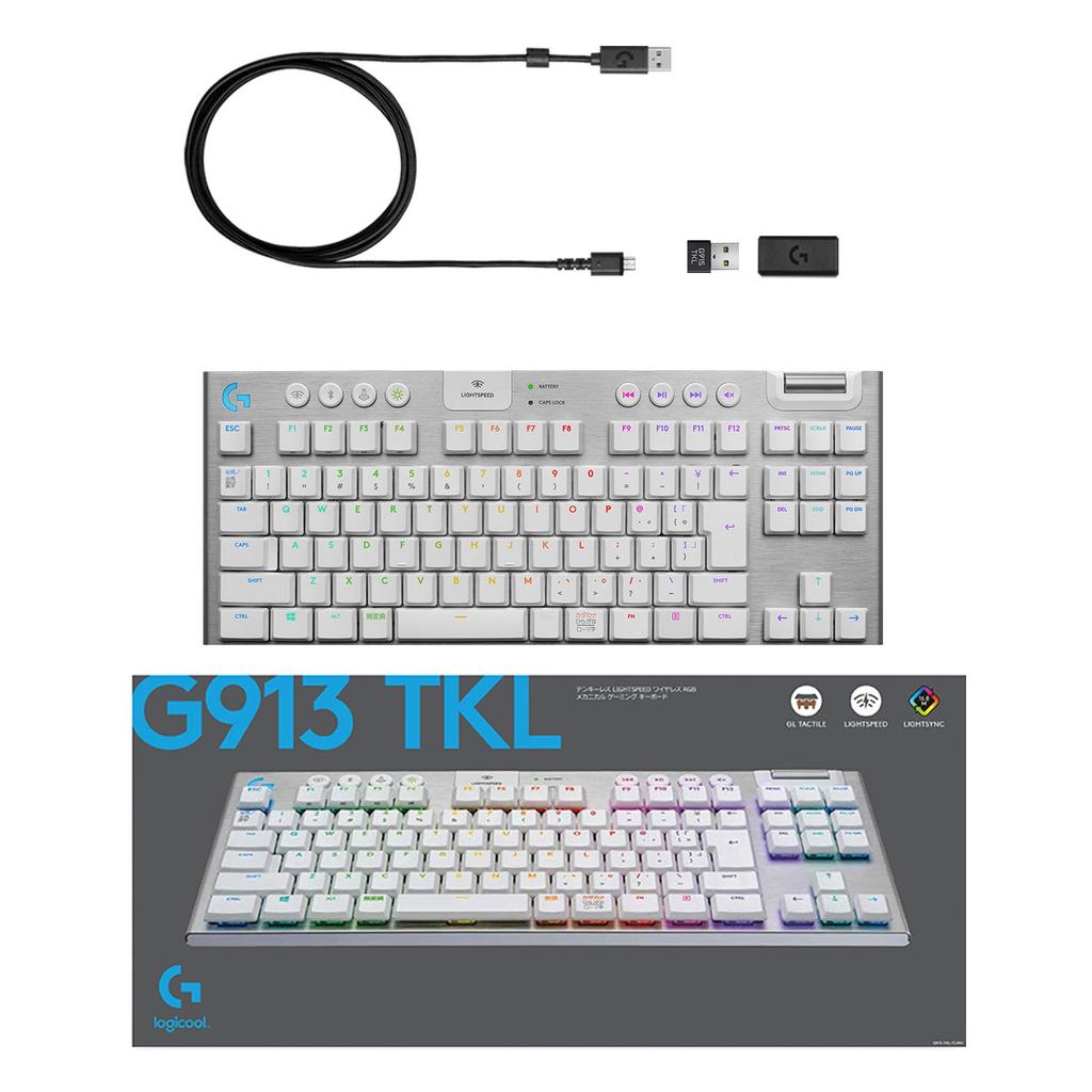 LOGITECH G Игровая клавиатура Tenkeyless Wireless G913 TKL White Thin GL Switch Тактильная японская раскладка LIGHTSPEED Беспроводное Bluetooth-подключение