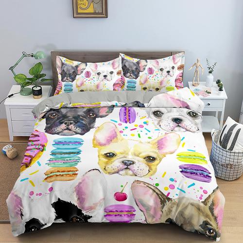 Комплект постельного белья «Французский бульдог» с милым пододеяльником и наволочкой с героями мультфильмов «Щенок»