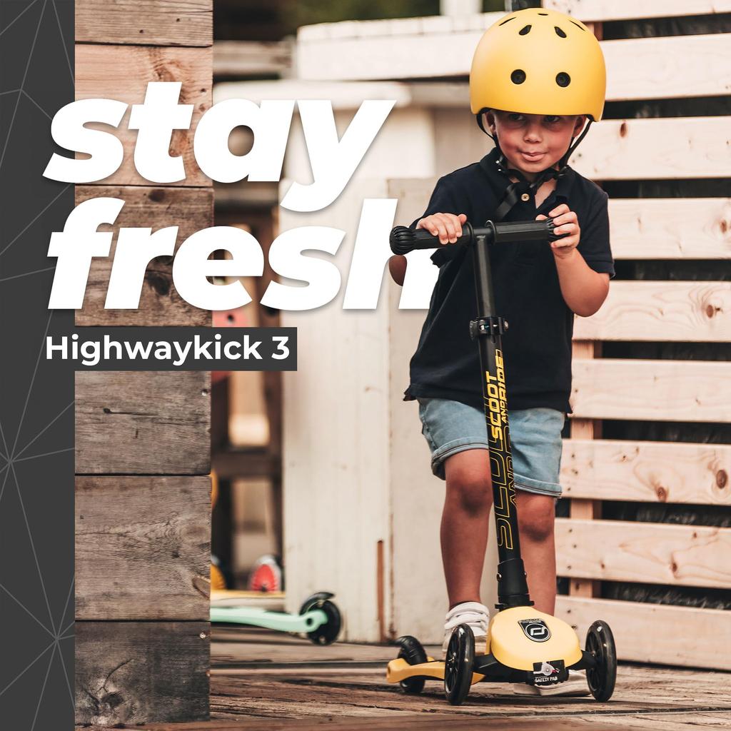 Самокат-самокат Scoot & Ride Highway Kick 3 LED Лимонный для детей, Кикборд, Трехколесный велосипед [Официальная японская гарантия] 96358