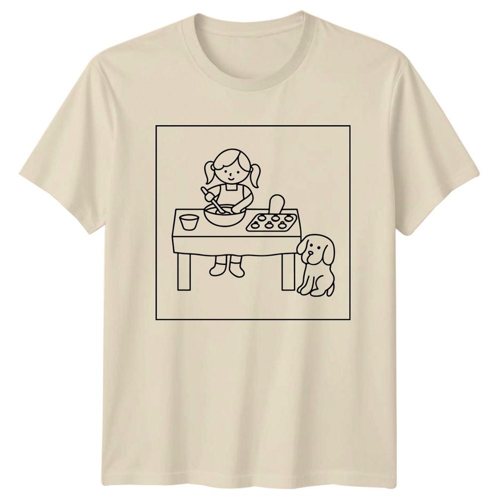 Girl Baking With Dog Hobbies Unisexs TShirt Unisexs Tee Graphic Unisex Top