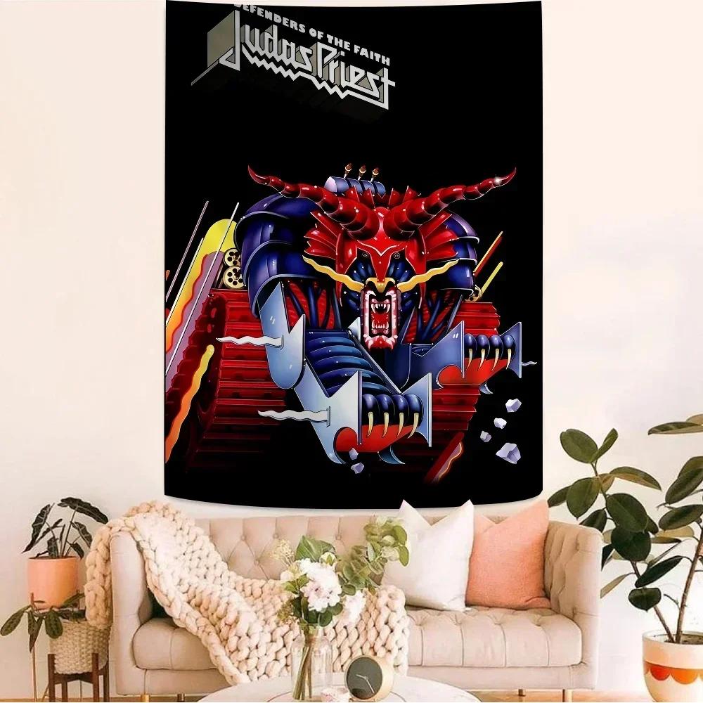 Рок-группа Judas Priest Непобедимый Красочный Гобелен Настенный Подвесной Хиппи Цветочные Настенные Ковры Декор для Комнаты в Общежитии Настенное Искусство Декор