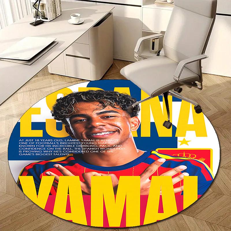 1pc Lamine Yamal Print Round Carpet Chair Round Carpet Suitable for Bedroom Living Room Home Decorative Carpet