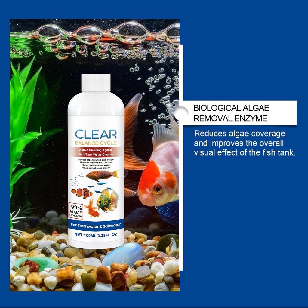 Fish Tank Water Clarifier Cleans Fish Tank Stains And Sludge To Make The Water Clear And Control Growth 100ml