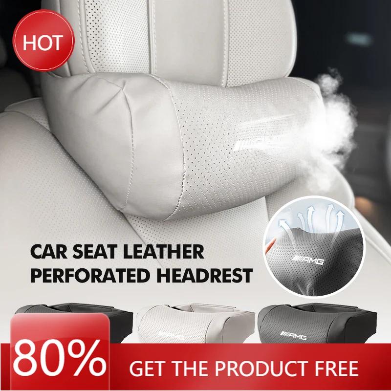 JYZ2   Car Neck Pillow Leather Pack Headrest Pain Relief Lumbar Pillow For Mercedes Benz AMG C180 C300 W124 W176 W177 C200 C260 GLC CLE