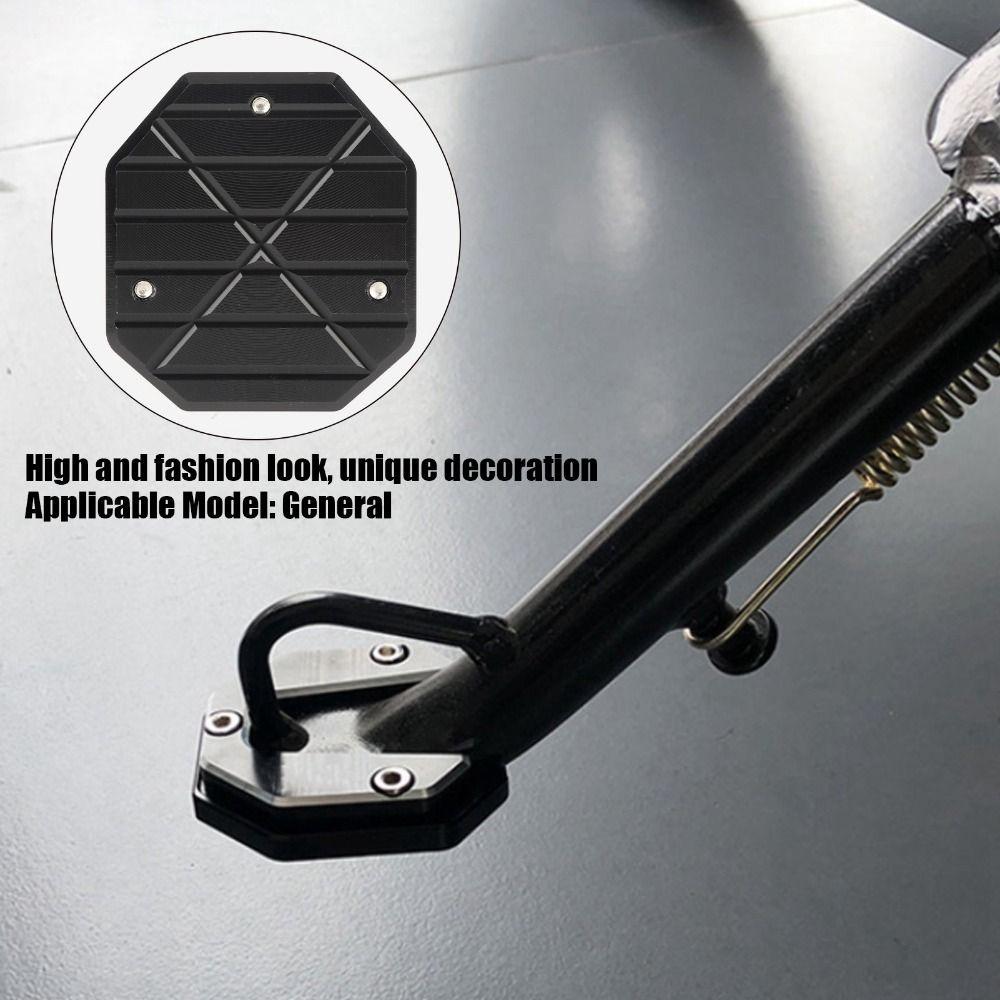 Aluminium Alloy Motorcycle Side Stand Plate Black High Strength Kickstand Pad Universal Anti-Skid Support Plate Parking